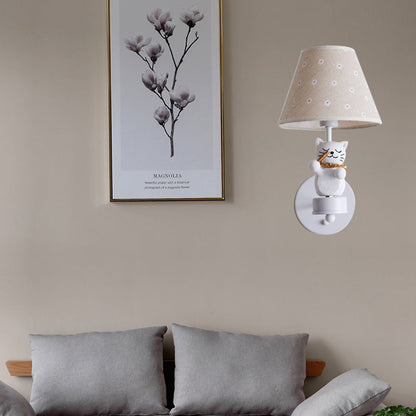Vivolux | Lieve Huisdier Kat Wandlamp Één Licht Hars Façade Licht met Bloemenschaduw voor Studiekamer