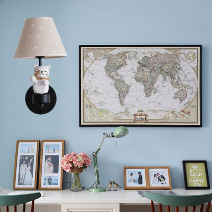 Vivolux | Lieve Huisdier Kat Wandlamp Één Licht Hars Façade Licht met Bloemenschaduw voor Studiekamer