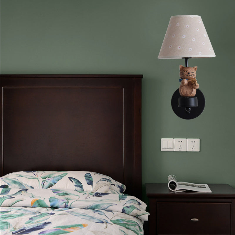 Vivolux | Lieve Huisdier Kat Wandlamp Één Licht Hars Façade Licht met Bloemenschaduw voor Studiekamer