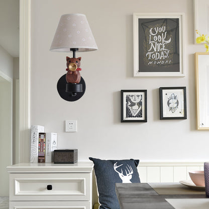 Vivolux | Lieve Huisdier Kat Wandlamp Één Licht Hars Façade Licht met Bloemenschaduw voor Studiekamer