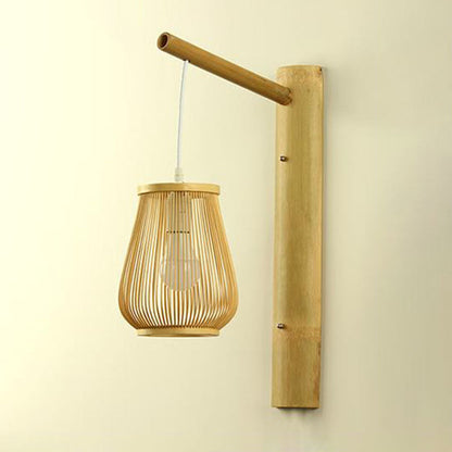 Vivolux | Geometrische Vorm Wandlamp Aziatisch Bamboe 1-Lichts Houten Wandlamp voor Slaapkamer