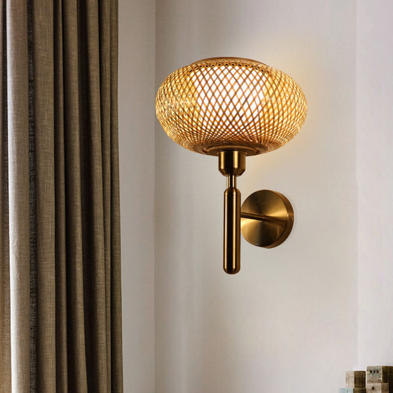 Vivolux | Bamboo Criss-Cross Woven Wall Lantern Chinesischer Stil 1 Glühbirne Holz Wandmontierte Lichtquelle