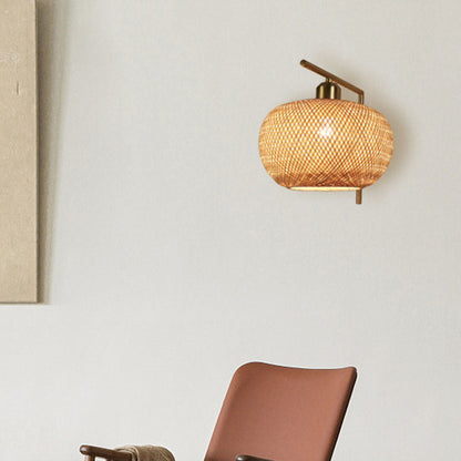 Vivolux | Bamboo Criss-Cross Woven Wall Lantern Chinesischer Stil 1 Glühbirne Holz Wandmontierte Lichtquelle