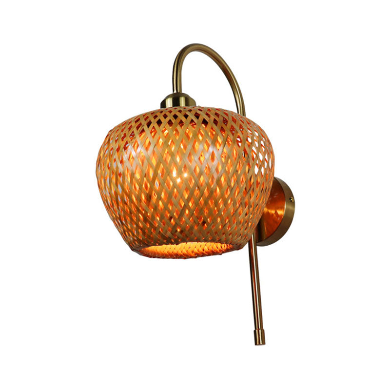 Vivolux | Bamboo Criss-Cross Woven Wall Lantern Chinesischer Stil 1 Glühbirne Holz Wandmontierte Lichtquelle
