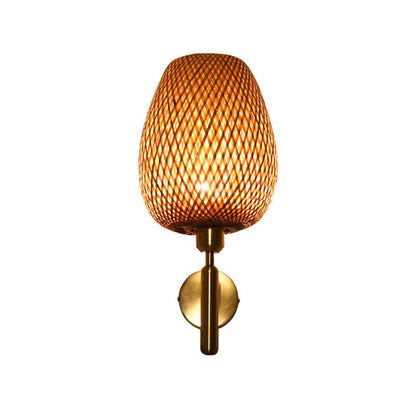 Vivolux | Bamboo Criss-Cross Woven Wall Lantern Chinesischer Stil 1 Glühbirne Holz Wandmontierte Lichtquelle