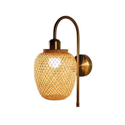 Vivolux | Bamboo Criss-Cross Woven Wall Lantern Chinesischer Stil 1 Glühbirne Holz Wandmontierte Lichtquelle