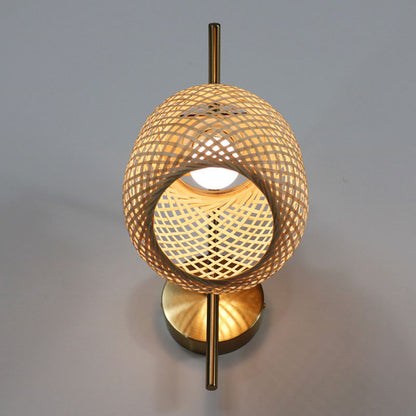 Vivolux | Bamboo Criss-Cross Woven Wall Lantern Chinesischer Stil 1 Glühbirne Holz Wandmontierte Lichtquelle