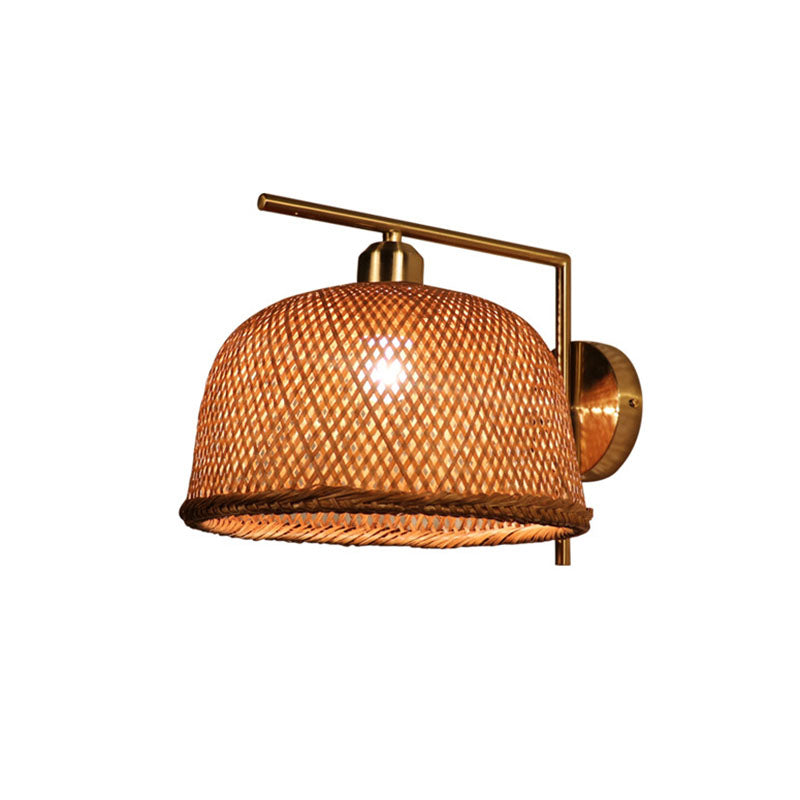 Vivolux | Bamboo Criss-Cross Woven Wall Lantern Chinesischer Stil 1 Glühbirne Holz Wandmontierte Lichtquelle