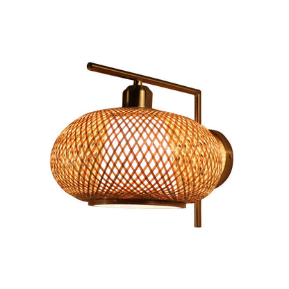Vivolux | Bamboo Criss-Cross Woven Wall Lantern Chinesischer Stil 1 Glühbirne Holz Wandmontierte Lichtquelle