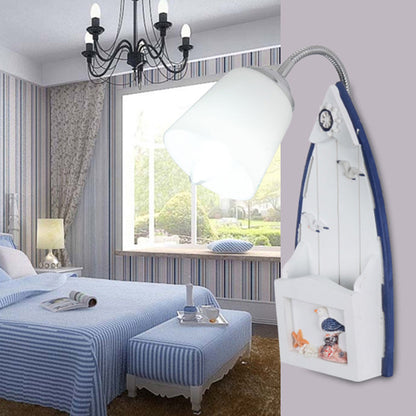 Vivolux | Nautical Ship Wandlantaarn met Emmer Schaduw 1 Kop Glas Wandlamp in Blauw voor Verpleegkamer