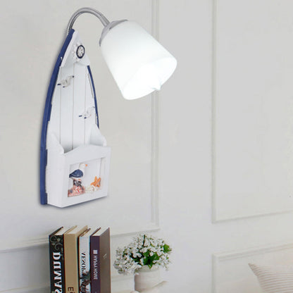 Vivolux | Nautical Ship Wandlantaarn met Emmer Schaduw 1 Kop Glas Wandlamp in Blauw voor Verpleegkamer