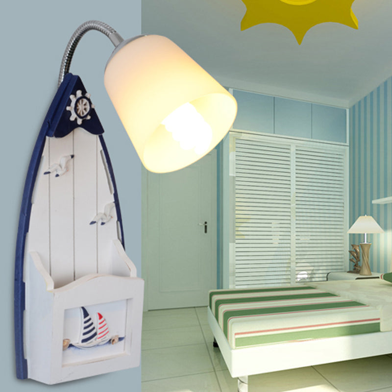 Vivolux | Nautical Ship Wandlantaarn met Emmer Schaduw 1 Kop Glas Wandlamp in Blauw voor Verpleegkamer