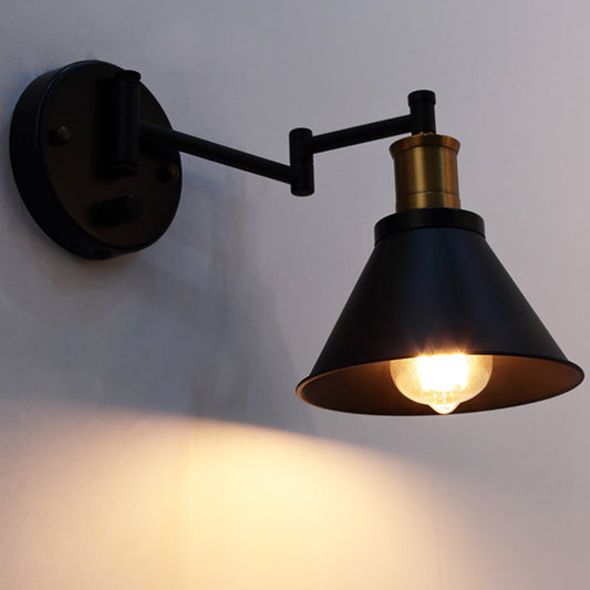 Vivolux | 1 Glühbirne Kegel Wandleuchte Industriell Matt Schwarz Metall Wandmontierte Lampe für Innenräume