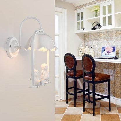 Vivolux | Weiße kleine Kinder Deco Wandlampe Eine Licht moderne stilvolle Metall Wandlampe für die Küche