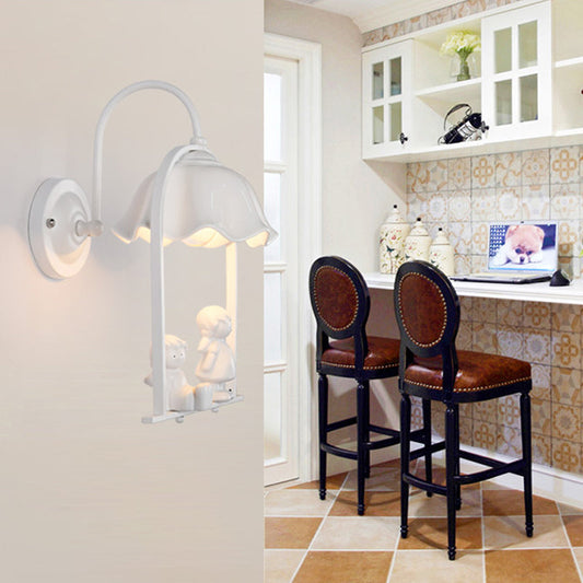 Vivolux | Weiße kleine Kinder Deco Wandlampe Eine Licht moderne stilvolle Metall Wandlampe für die Küche
