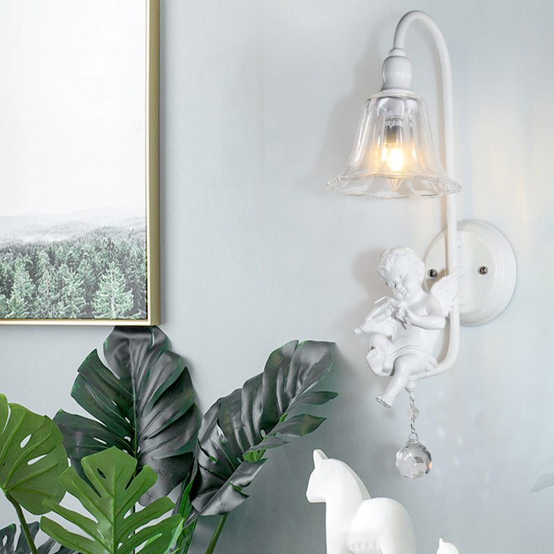 Vivolux | Moderne Witte Wandlamp Klokschaduw 1 Kop Metaal Wandlamp met Engel voor Kinderkamer