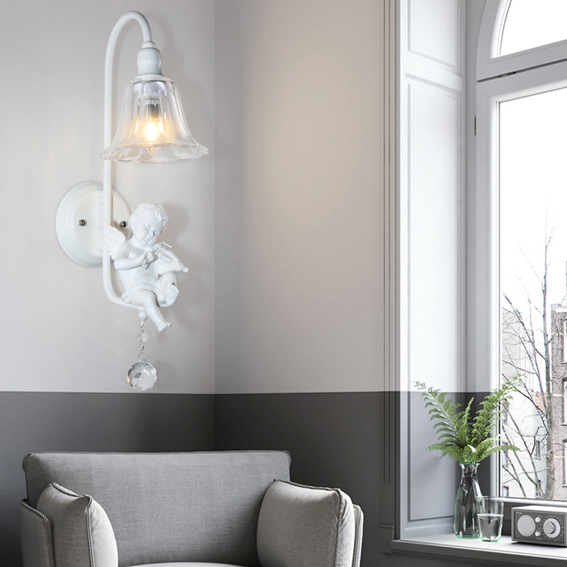 Vivolux | Moderne Witte Wandlamp Klokschaduw 1 Kop Metaal Wandlamp met Engel voor Kinderkamer