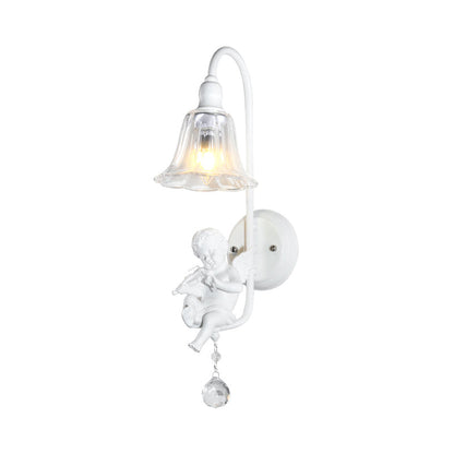 Vivolux | Moderne Witte Wandlamp Klokschaduw 1 Kop Metaal Wandlamp met Engel voor Kinderkamer