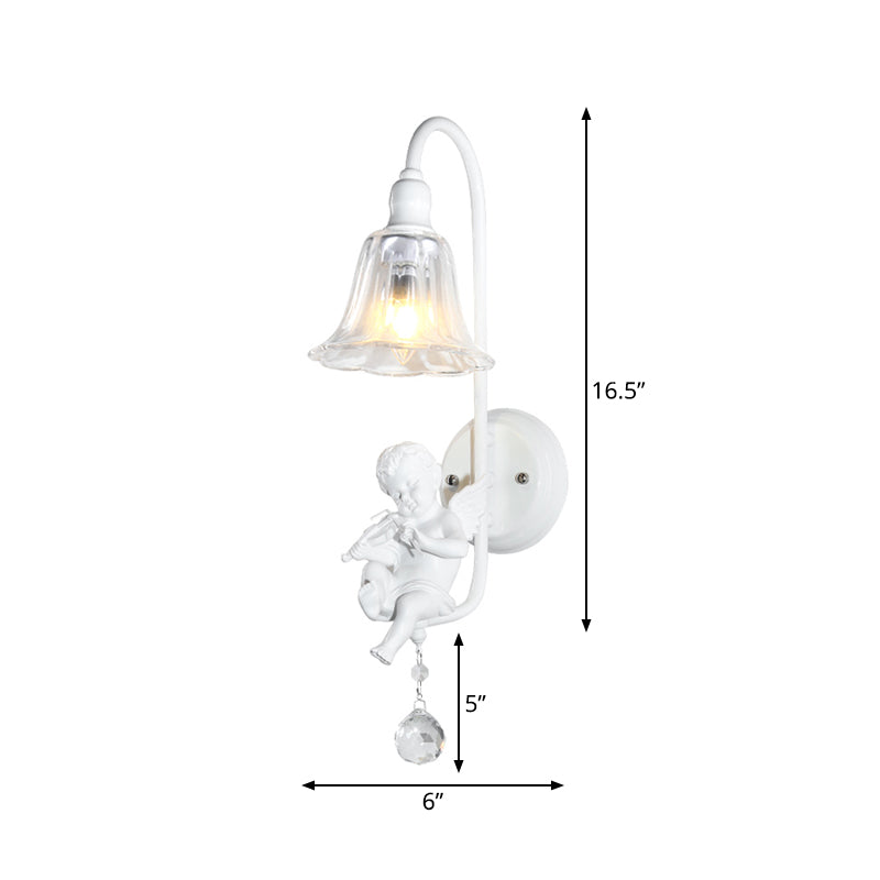 Vivolux | Moderne Witte Wandlamp Klokschaduw 1 Kop Metaal Wandlamp met Engel voor Kinderkamer