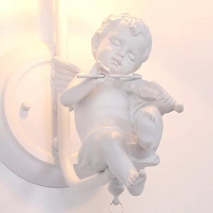 Vivolux | Moderne Witte Wandlamp Klokschaduw 1 Kop Metaal Wandlamp met Engel voor Kinderkamer
