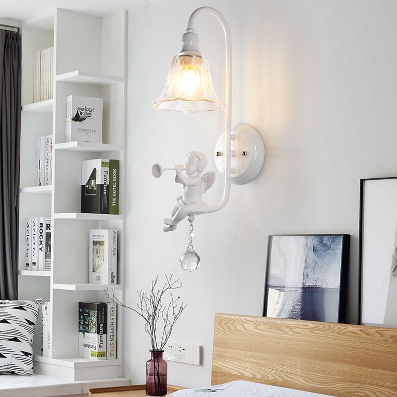 Vivolux | Moderne Witte Wandlamp Klokschaduw 1 Kop Metaal Wandlamp met Engel voor Kinderkamer