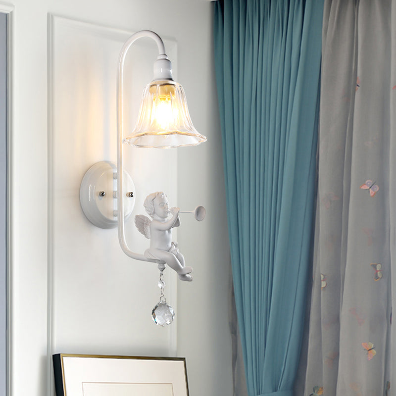 Vivolux | Moderne Witte Wandlamp Klokschaduw 1 Kop Metaal Wandlamp met Engel voor Kinderkamer
