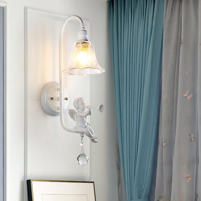 Vivolux | Moderne Witte Wandlamp Klokschaduw 1 Kop Metaal Wandlamp met Engel voor Kinderkamer