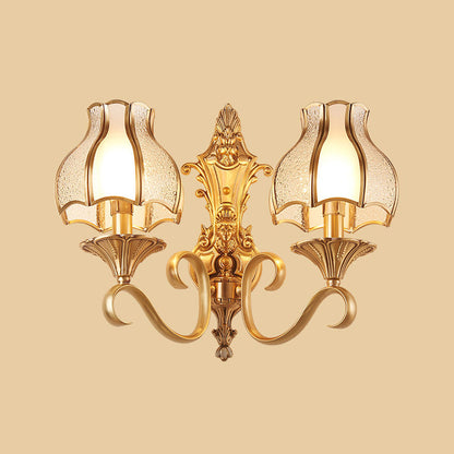 Vivolux | Traditionelle blütenförmige wandmontierte Leuchte Rippling-Glas-Wandleuchte in Gold