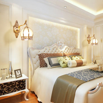 Vivolux | Globe Cream Glass Wandlamp Vintage Woonkamer Muurbevestigde Lamp in Goud