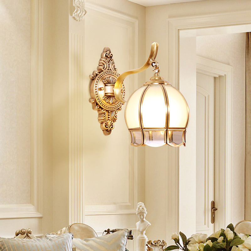 Vivolux | Globe Cream Glass Wandlamp Vintage Woonkamer Muurbevestigde Lamp in Goud