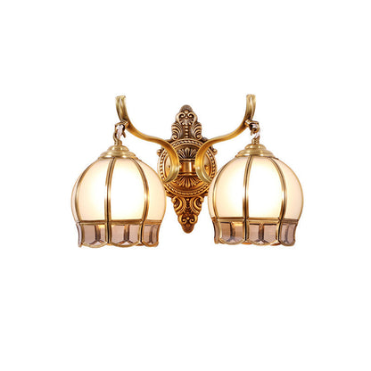 Vivolux | Globe Cream Glass Wandlamp Vintage Woonkamer Muurbevestigde Lamp in Goud