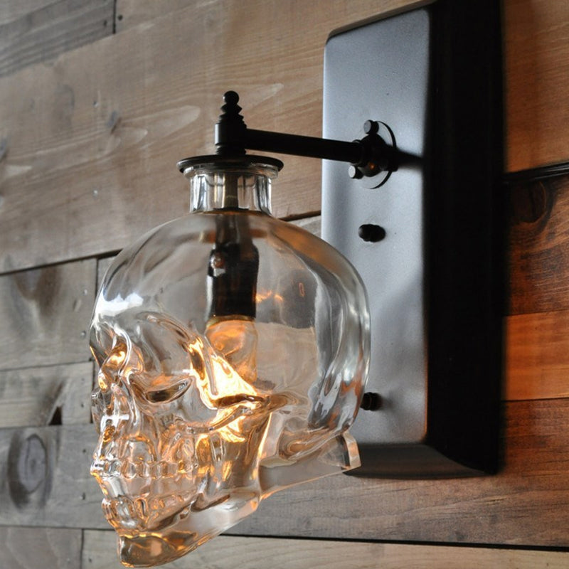 Vivolux | Zwarte Skull Wandmontage Licht Artistieke Enkel-Bollen Helder Glas Wandlamp Voor Corridor