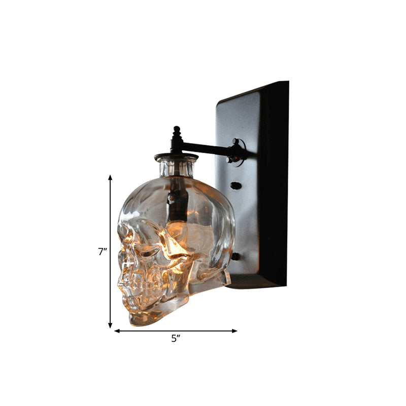 Vivolux | Zwarte Skull Wandmontage Licht Artistieke Enkel-Bollen Helder Glas Wandlamp Voor Corridor