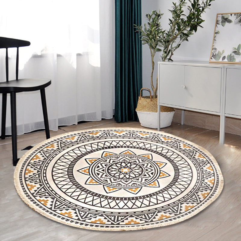 Vivolux | Boho-Chic slaapkamer tapijt Multicolor Mandala tapijt katoen wasbaar tapijt