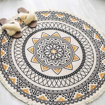 Vivolux | Boho-Chic slaapkamer tapijt Multicolor Mandala tapijt katoen wasbaar tapijt