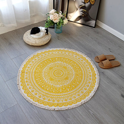 Vivolux | Boho-Chic slaapkamer tapijt Multicolor Mandala tapijt katoen wasbaar tapijt