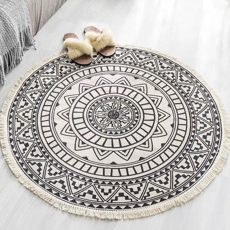 Vivolux | Boho-Chic slaapkamer tapijt Multicolor Mandala tapijt katoen wasbaar tapijt