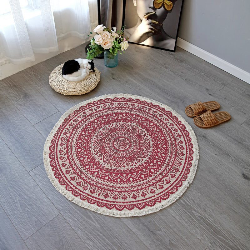 Vivolux | Boho-Chic slaapkamer tapijt Multicolor Mandala tapijt katoen wasbaar tapijt
