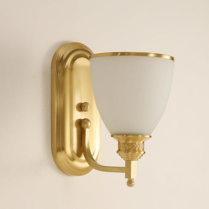 Vivolux | Einzelner Glühbirnen-Wandlicht-Armatur Vintage Glocke Opal Frostglas Wandmontierte Lampe in Gold