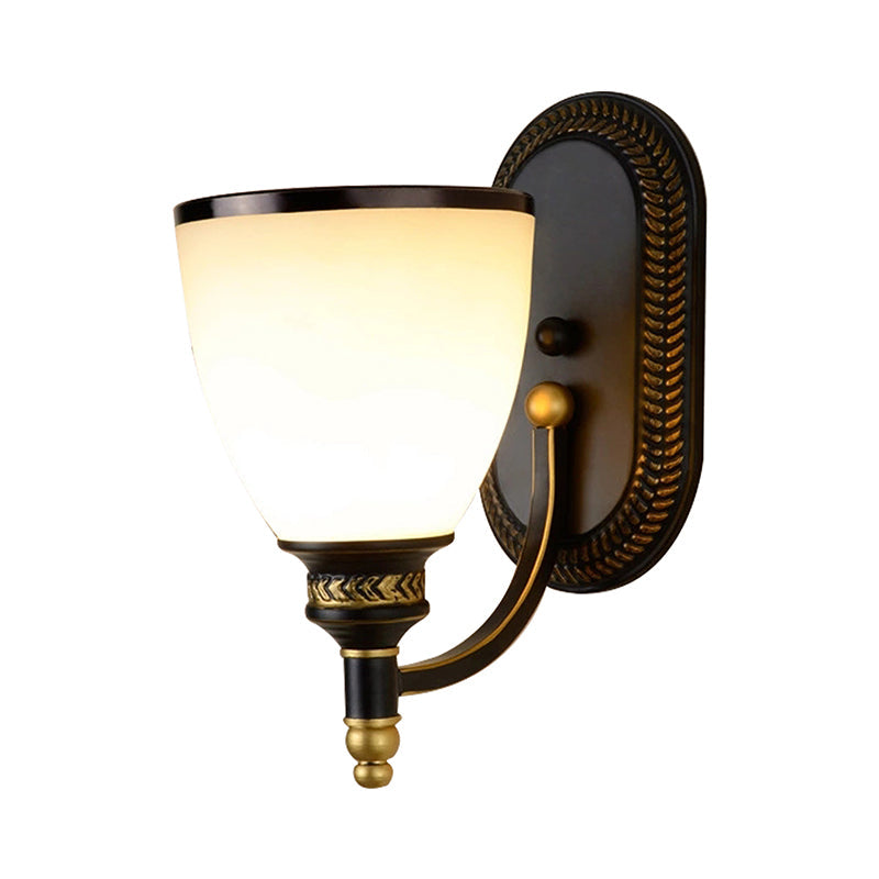 Vivolux | Zwarte Klokvormige Wandlamp Rustiek Witte Frost Glas Woonkamer Wandverlichting