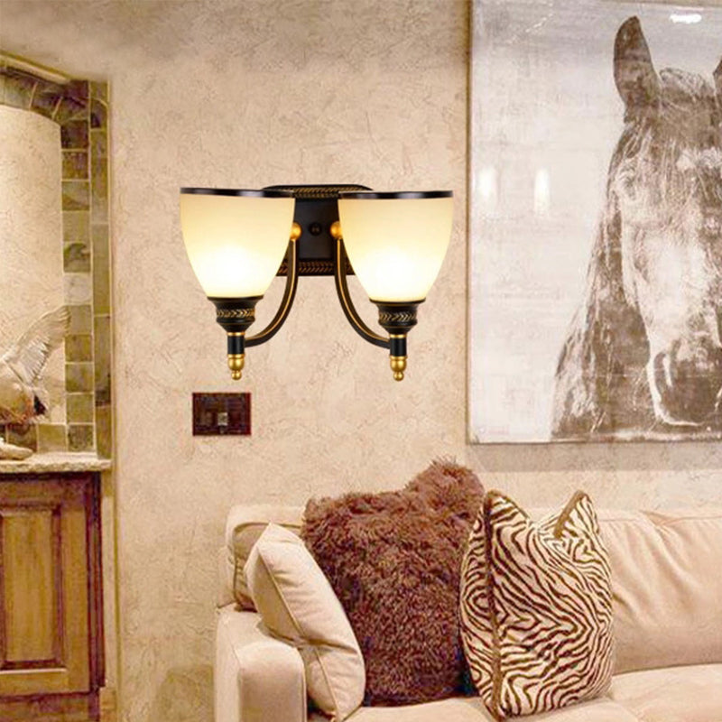 Vivolux | Zwarte Klokvormige Wandlamp Rustiek Witte Frost Glas Woonkamer Wandverlichting