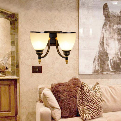 Vivolux | Zwarte Klokvormige Wandlamp Rustiek Witte Frost Glas Woonkamer Wandverlichting