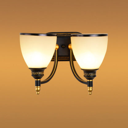 Vivolux | Zwarte Klokvormige Wandlamp Rustiek Witte Frost Glas Woonkamer Wandverlichting