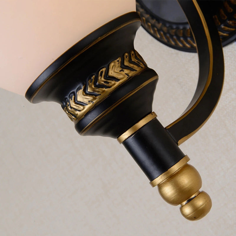 Vivolux | Zwarte Klokvormige Wandlamp Rustiek Witte Frost Glas Woonkamer Wandverlichting