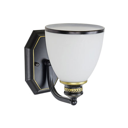 Vivolux | Klassische Creme Glas Schwarz Wandbeleuchtung Leuchte für Wohnzimmer Bell Form