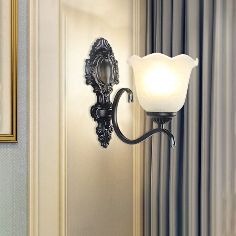 Vivolux | Zwarte Wandlamp Traditionele Crème Glazen Uitgebreide Vorm Wandlamp Fixture voor Woonkamer