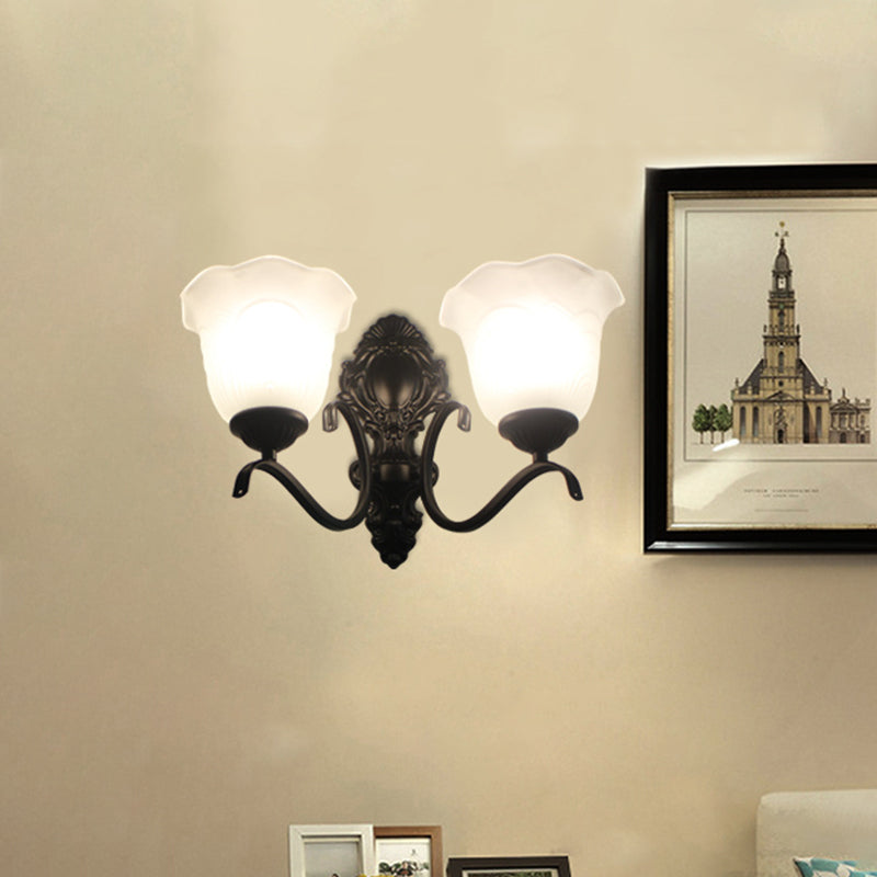 Vivolux | Zwarte Wandlamp Traditionele Crème Glazen Uitgebreide Vorm Wandlamp Fixture voor Woonkamer