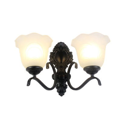 Vivolux | Zwarte Wandlamp Traditionele Crème Glazen Uitgebreide Vorm Wandlamp Fixture voor Woonkamer