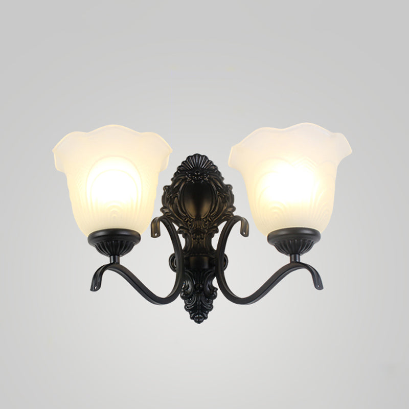 Vivolux | Zwarte Wandlamp Traditionele Crème Glazen Uitgebreide Vorm Wandlamp Fixture voor Woonkamer