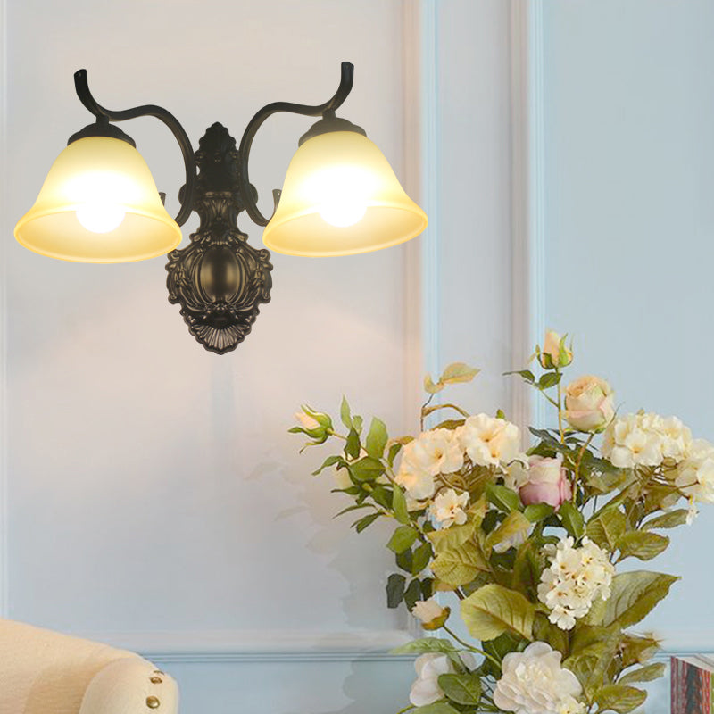 Vivolux | Zwarte Wandlamp Traditionele Crème Glazen Uitgebreide Vorm Wandlamp Fixture voor Woonkamer